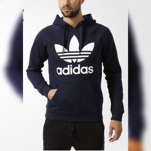 adidas trefoil hoodie navy
